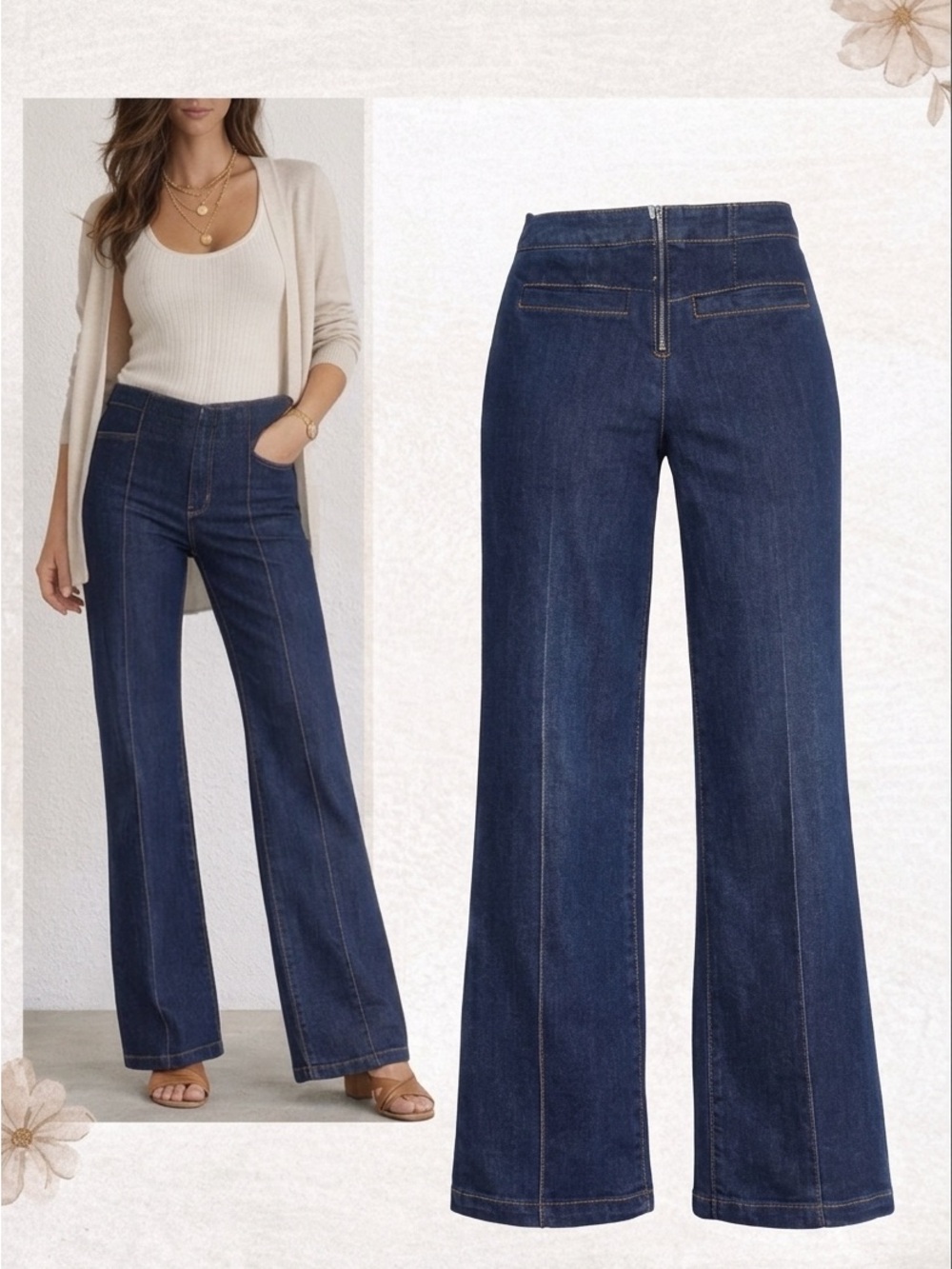 INC vintage, stitch detailed wide 
leg exposed rear zipper trouser
Dressier sz 4
